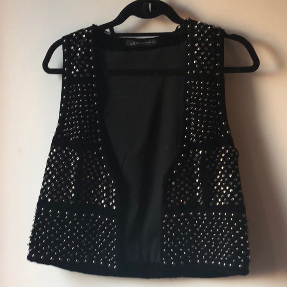 Zara black studded vest